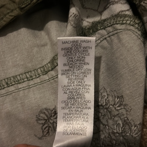 Democracy “Flex”- ellent Olive Green Floral Print Lightweight Utility Crop pant - Picture 10 of 10